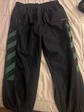Off-White Black Track Pants with Green Chevron Panels